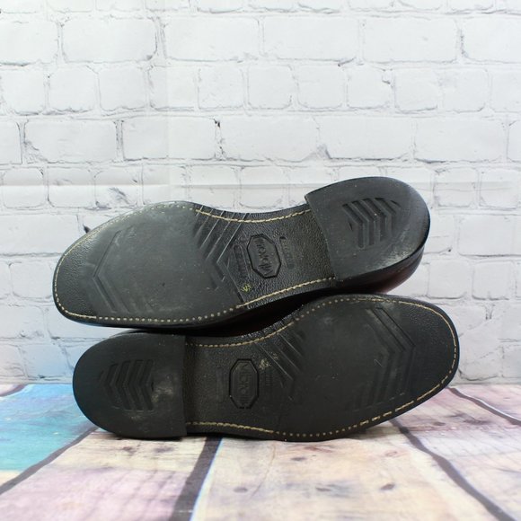 Mason Brown Leather Western Cowboy Roper Work Ranch Vibram Boots Size 10 B - Picture 9 of 9